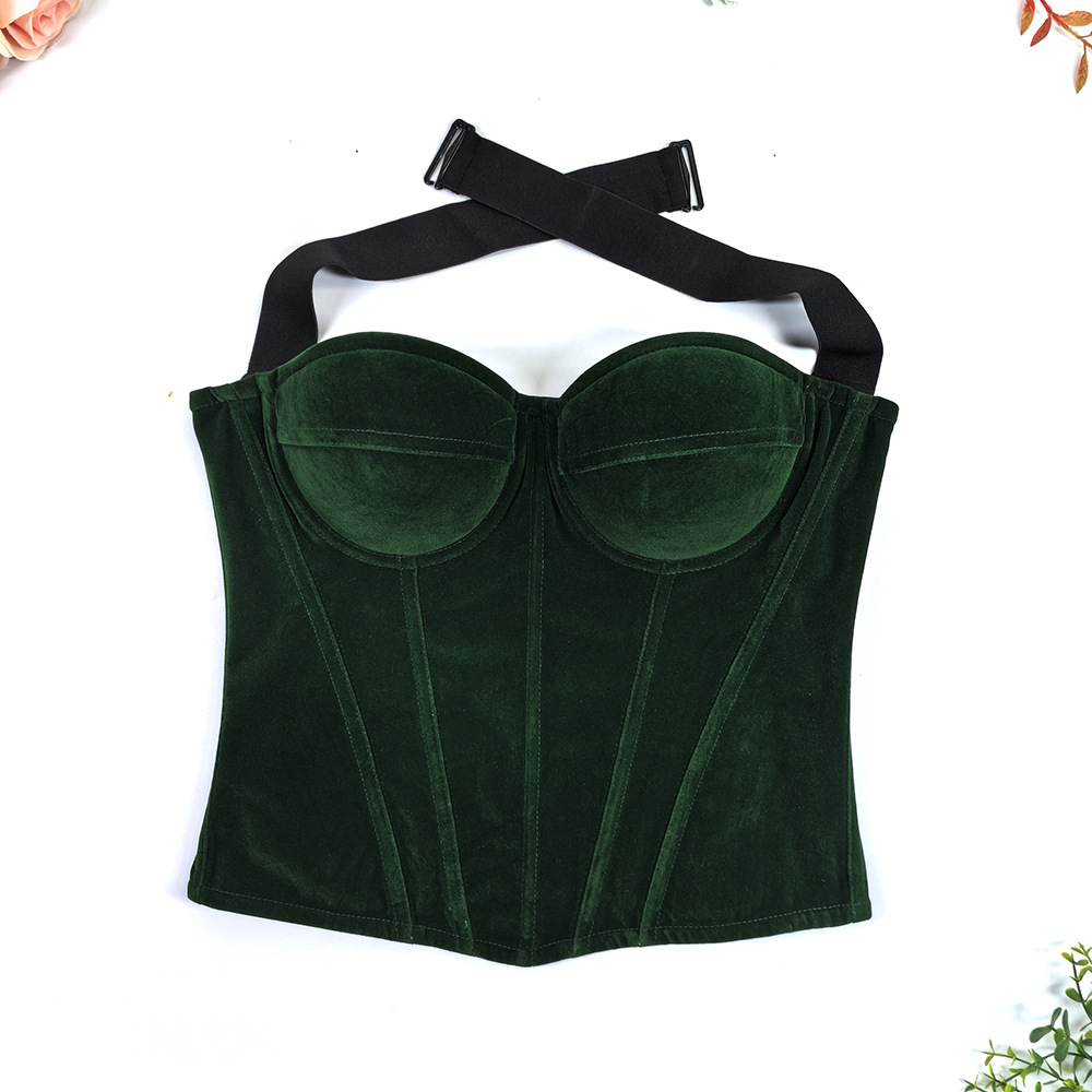 Womens Velvet Bustier Corset Top Body Shaper for Slimming Night Party Wear